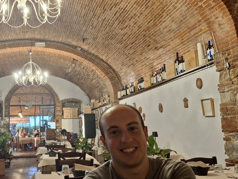 Person in a Tuscany trattoria